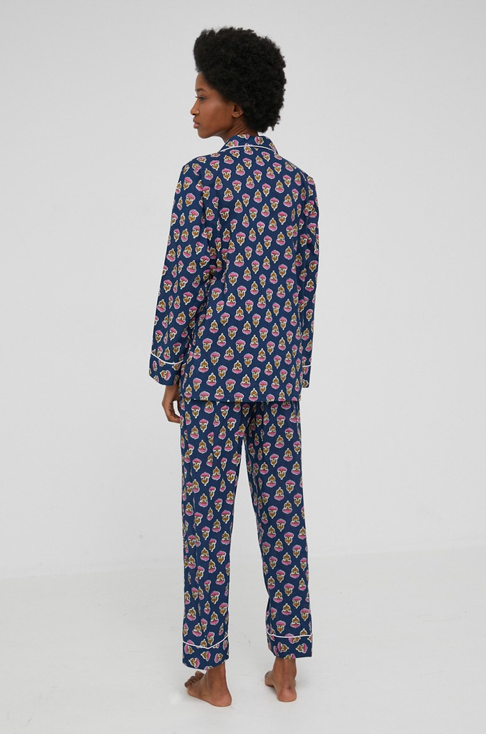 Answear Lab pijamale de bumbac bleumarin no.7.R