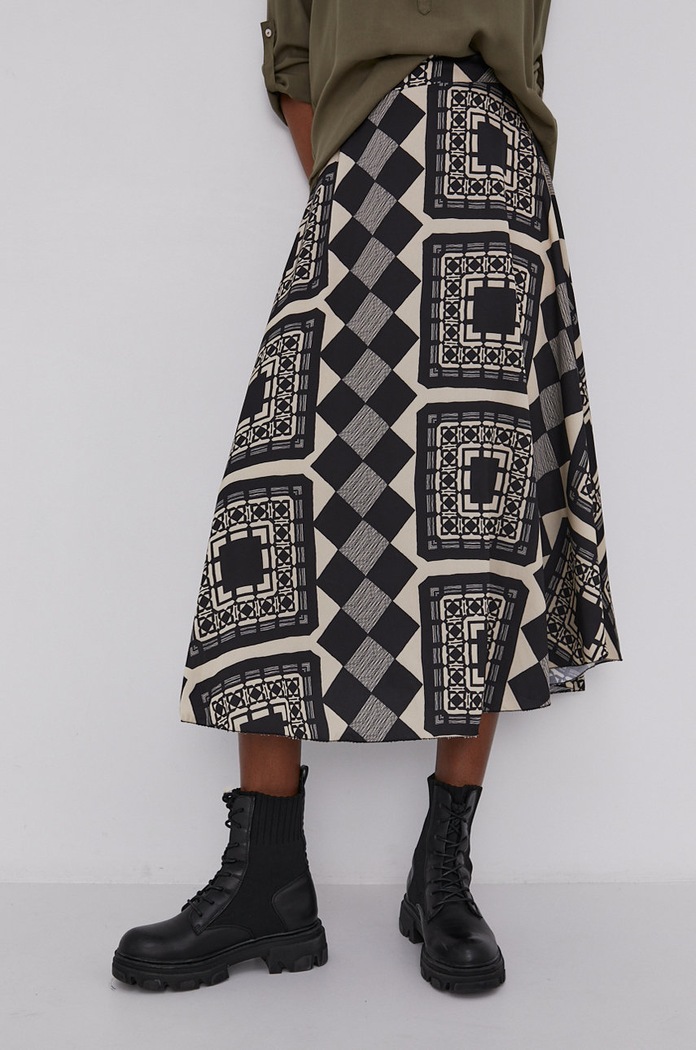Answear Lab fustă cu modele negru 3486.KR