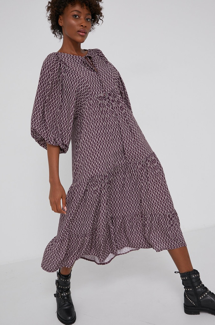 Answear Lab - Sukienka casual fioletowy 38648.PV436.3KR