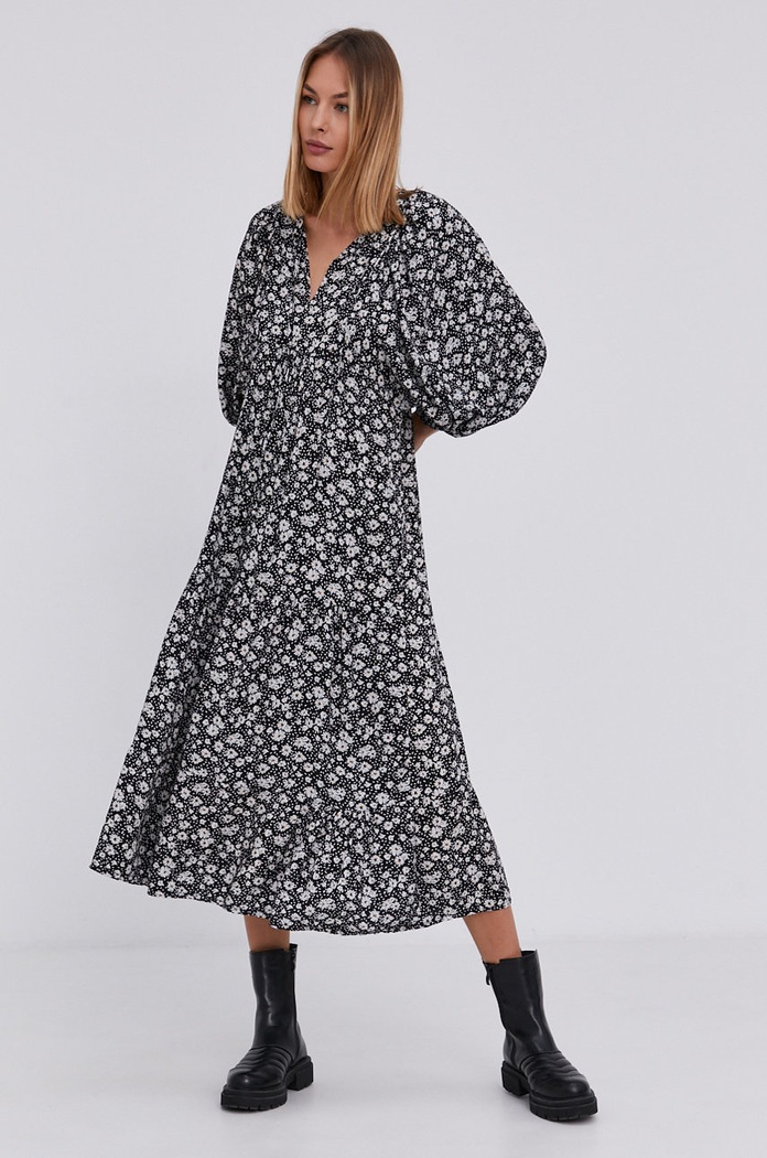 Answear Lab rochie midi negru 38648.PV472.1KR
