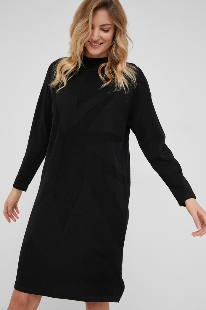 Vlněné šaty Answear.LAB mini černá 90185.3KR