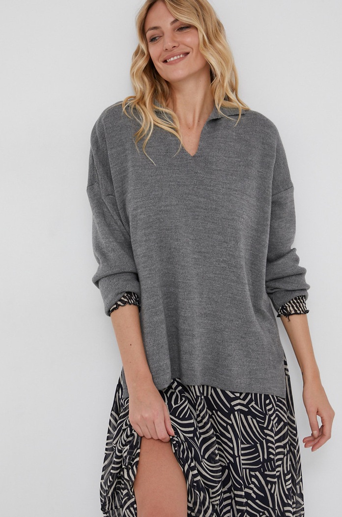 Answear Lab Sweter z domieszką wełny 21K1309.AJ szary WW22