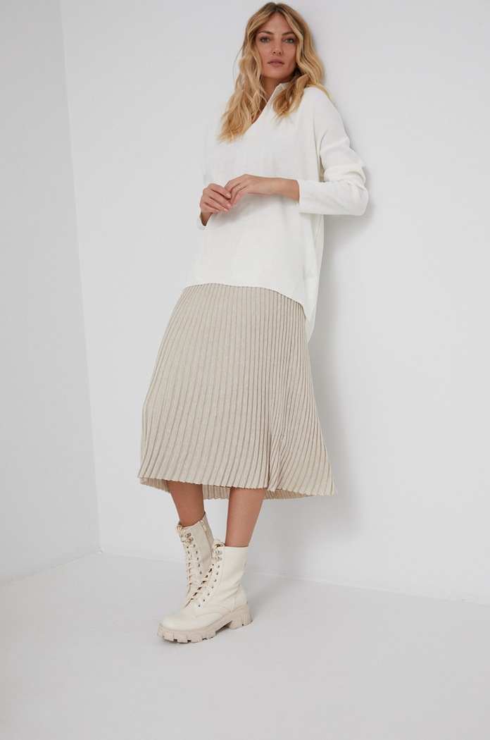 Answear Lab Sweter z domieszką wełny szpic beżowy 21K1309.1.AJ