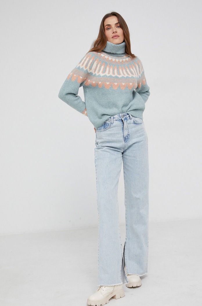 Answear Lab Sweter z wełną 364.KR niebieski WW22