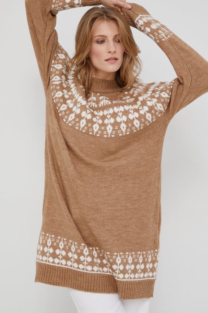 Answear Lab Sweter z wełną brązowy 7920.MB
