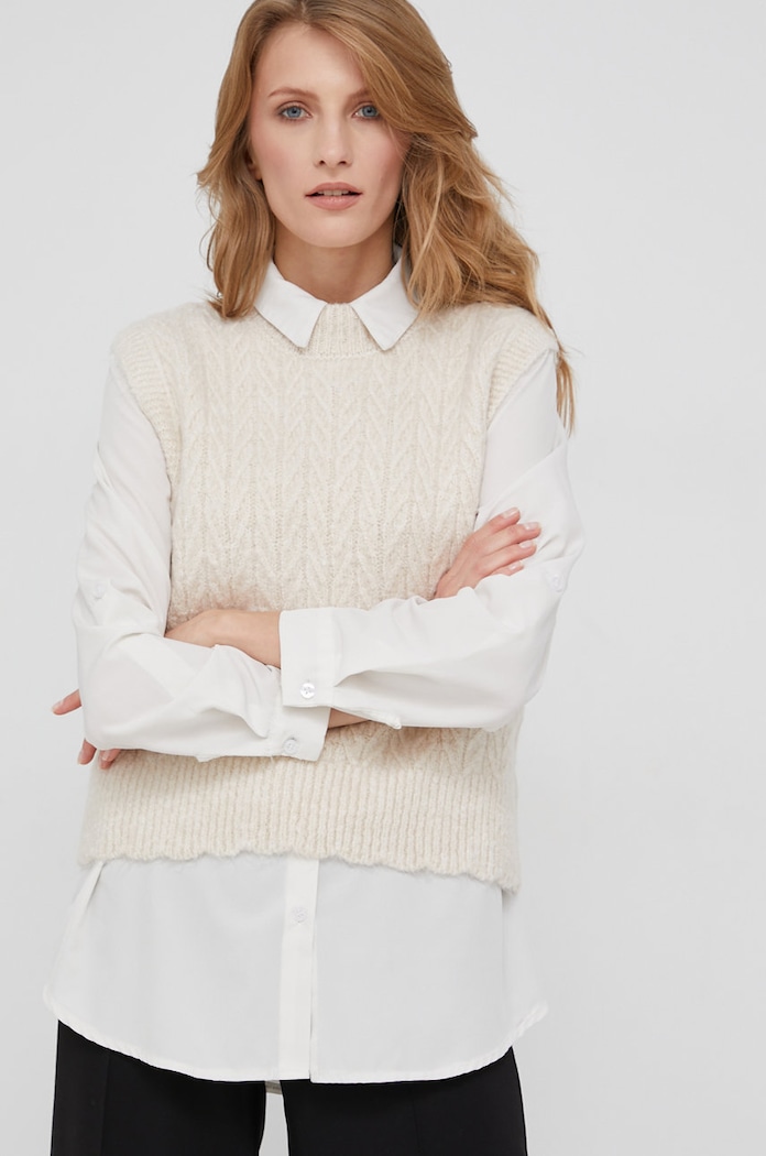 Answear Lab Kamizelka z wełną beżowy 4482.1KR