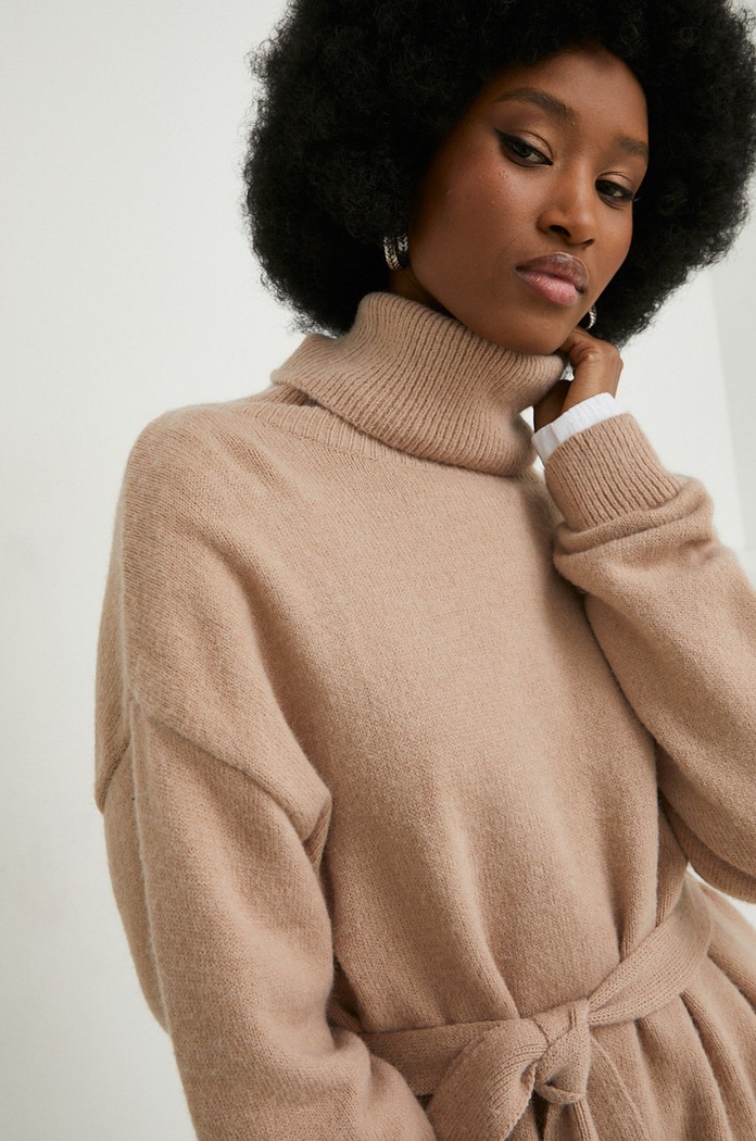 Answear Lab sweter z wełną brązowy 98250.5w