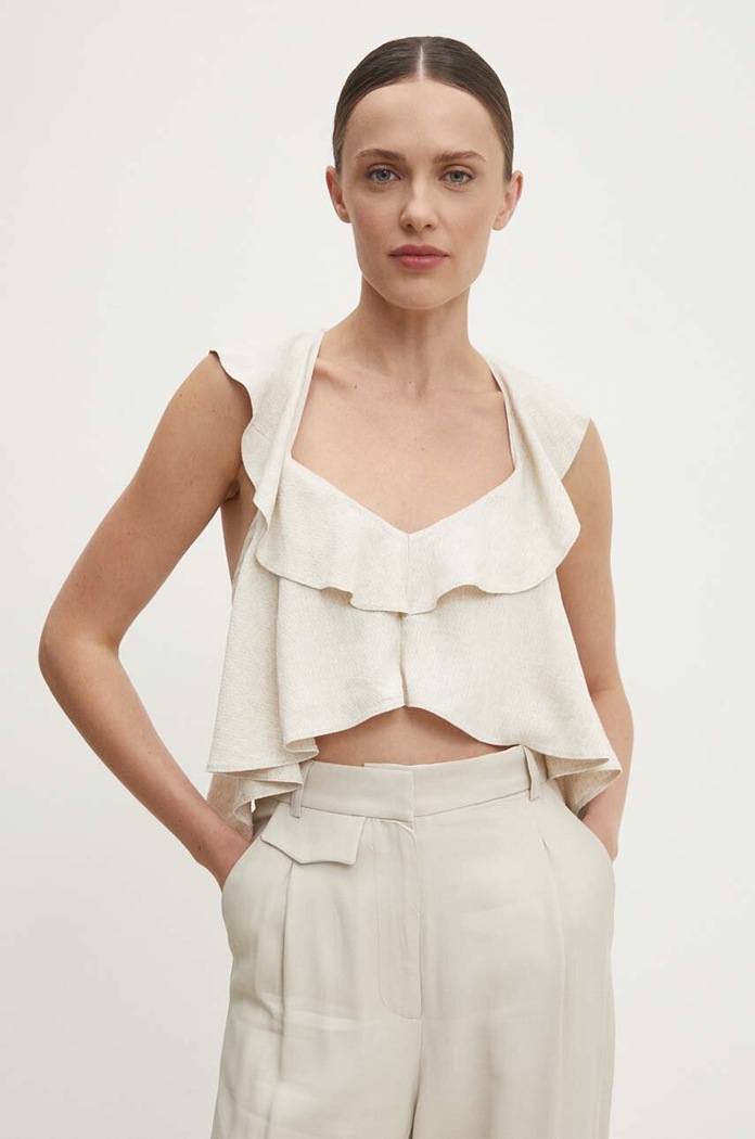 Lněná halenka Answear.LAB béžová W24S.LF.071413.tjs
