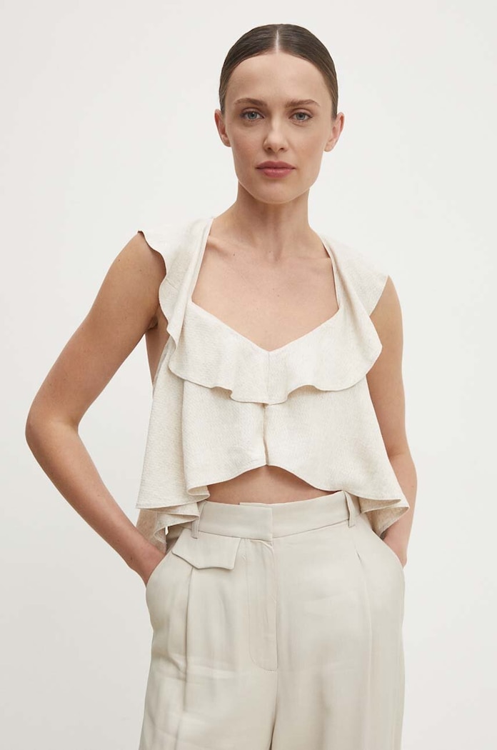 Lněná halenka Answear.LAB béžová W24S.LF.071413.tjs