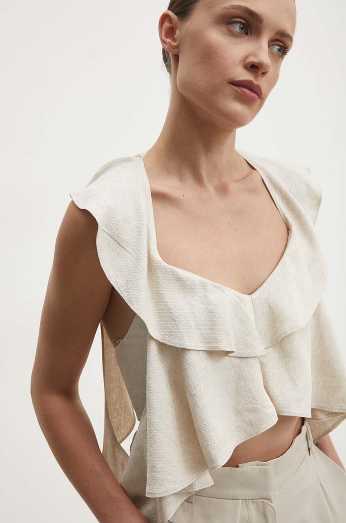 Lněná halenka Answear.LAB W24S.LF.071413.tjs béžová