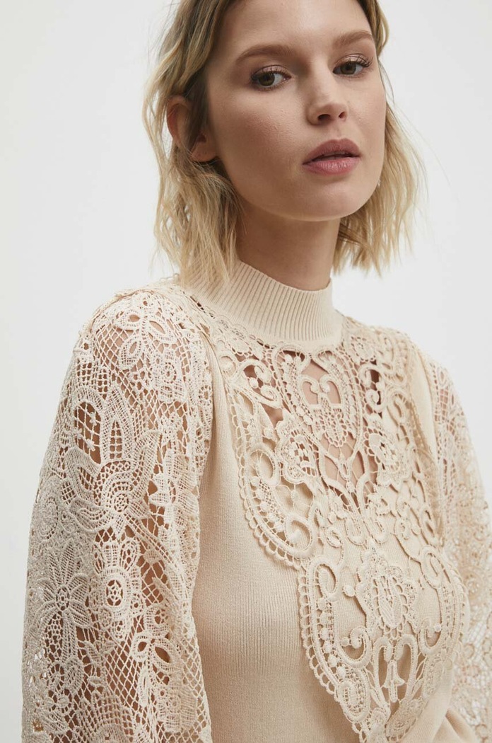 Answear Lab sweter beżowy MCY05365.HWK