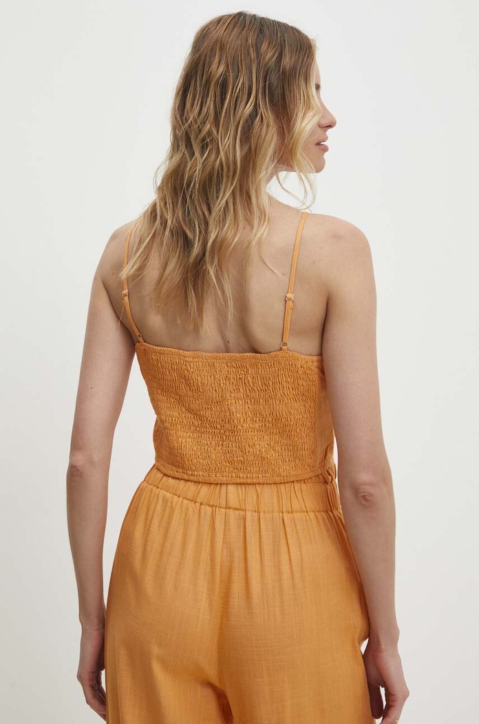Ρούχα Answear.LAB top με λινό .0766.ijs πορτοκαλί