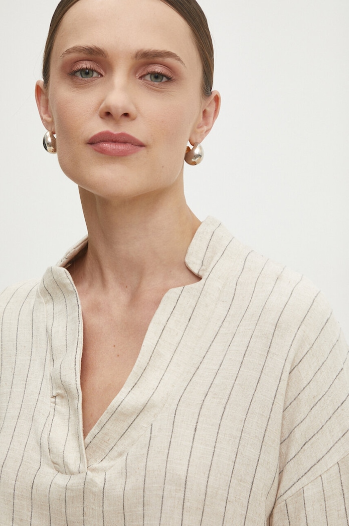 Lněná halenka Answear.LAB béžová 6223.TWK