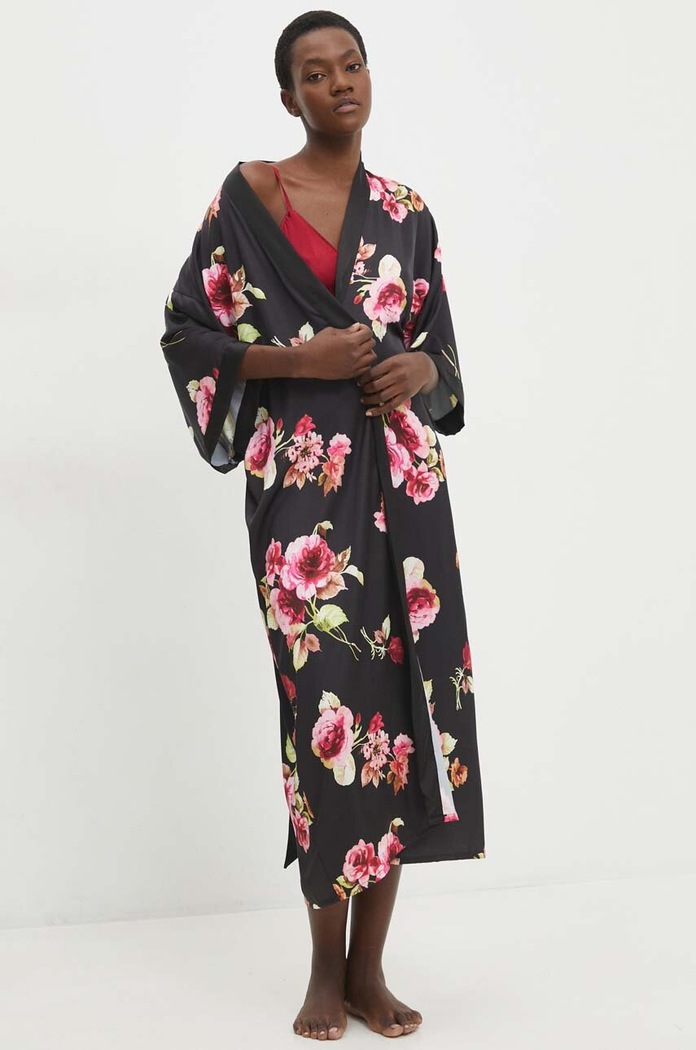 Answear Lab halat satin negru 1201150.cdb