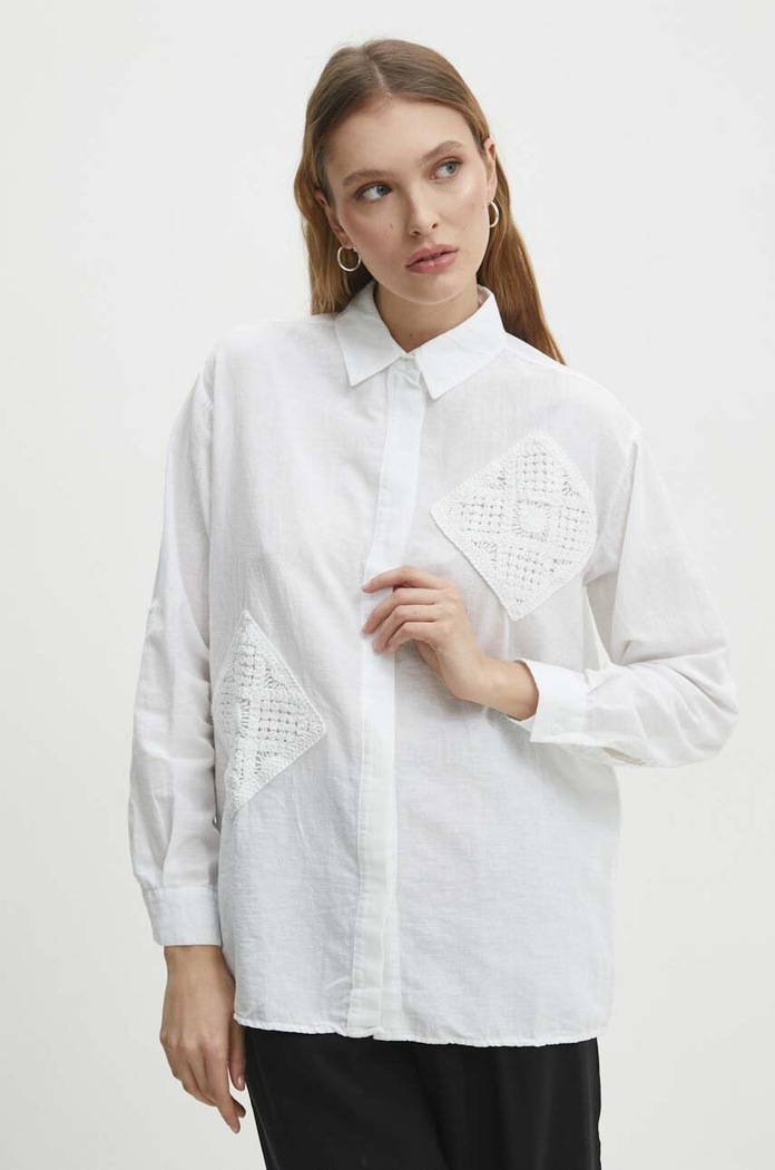 Answear.LAB koszula z lnem casual biały 4432.th