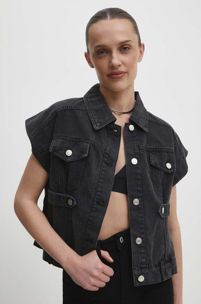 Answear Lab vesta de blugi necaptusit negru mu8205.fh