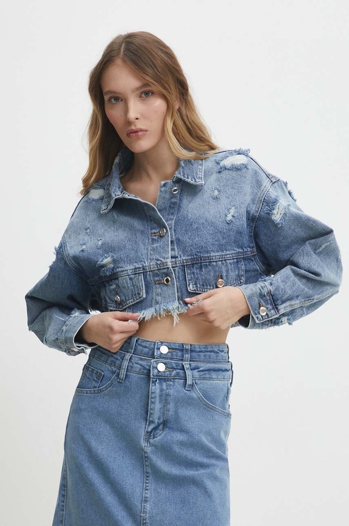 Džínová bunda Answear.LAB bez kapuce modrá f218.ijs