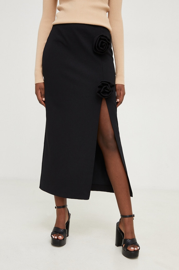 Answear Lab fustă uni negru 4415.TKK