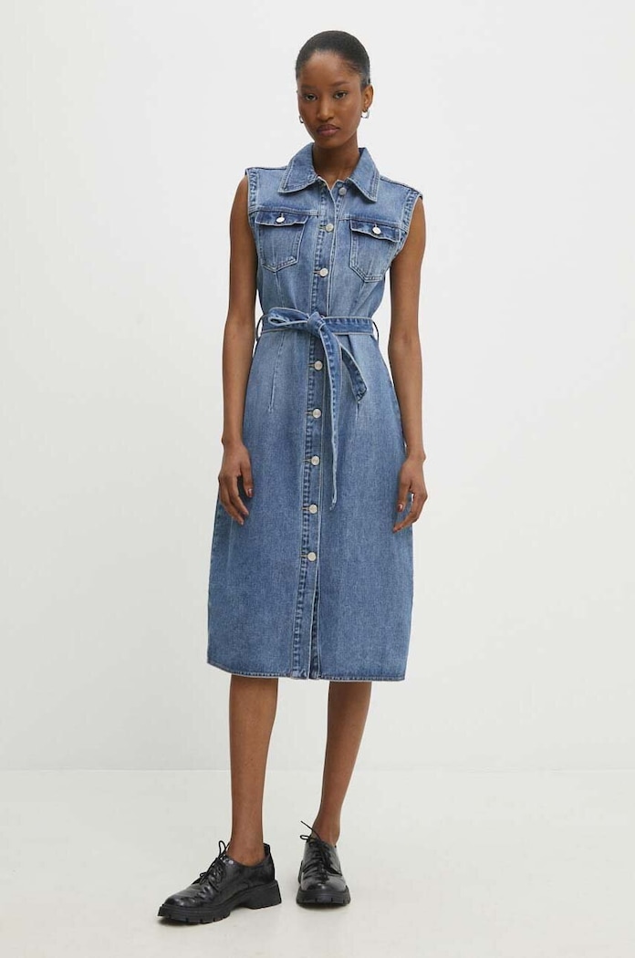 Answear Lab rochie din denim fixat albastru 2445.ijs