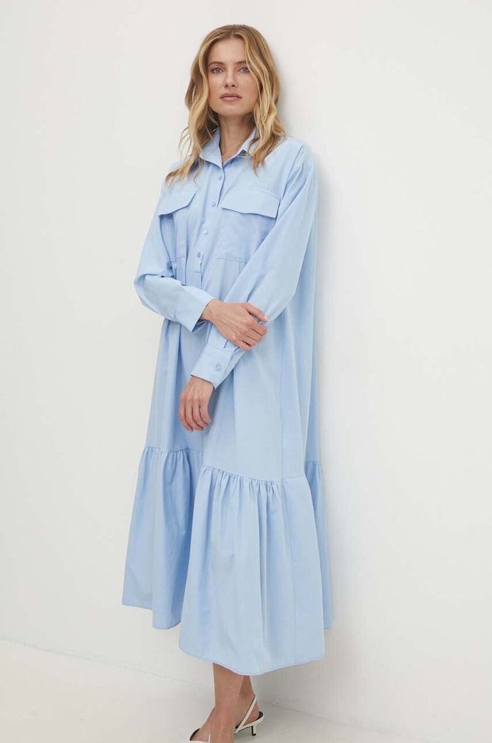 Answear.LAB Answear Lab rochie din bumbac albastru 5855.tjs