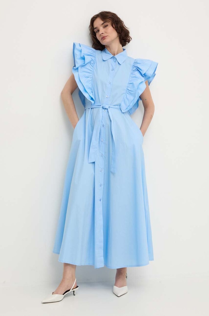 Answear Lab rochie din bumbac midi albastru 1681.iw