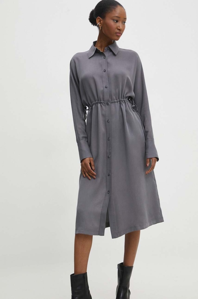 Answear Lab rochie midi gri 23ks013.tjs