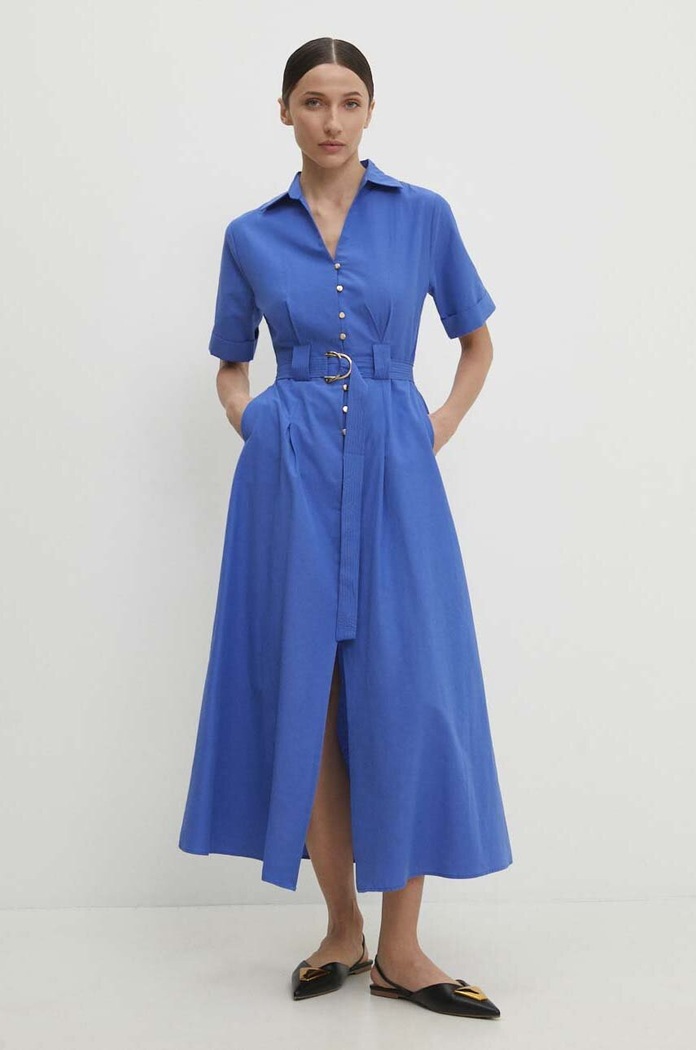 Answear Lab rochie din bumbac cu guler albastru 6948.td