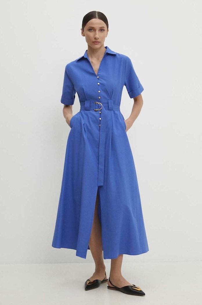 Answear Lab rochie din bumbac cu guler albastru 6948.td