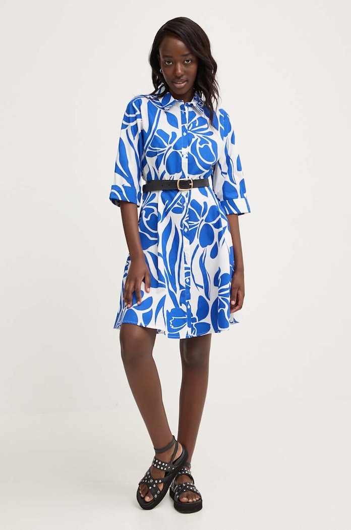 Answear Lab rochie din bumbac biba.short..fd albastru WW24