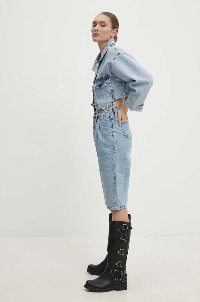 Answear Lab pantaloni scurti jeans 6096.td albastru WW24