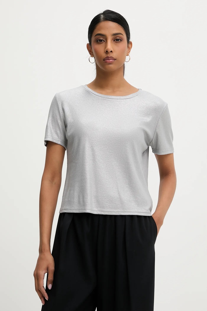 Answear Lab tricou uni argintiu 8375.hos