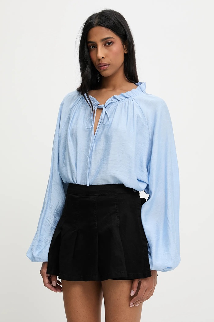 Answear Lab bluza legat albastru ps9000.fos