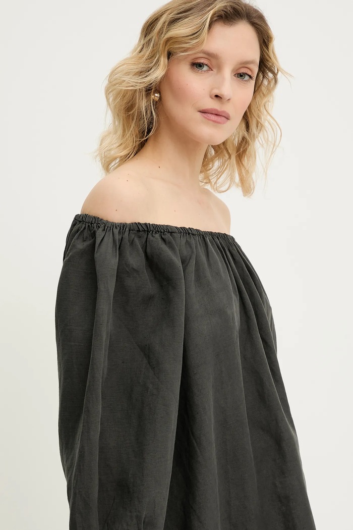 Bluza s dodatkom lana Answear.LAB siva 5112.iak