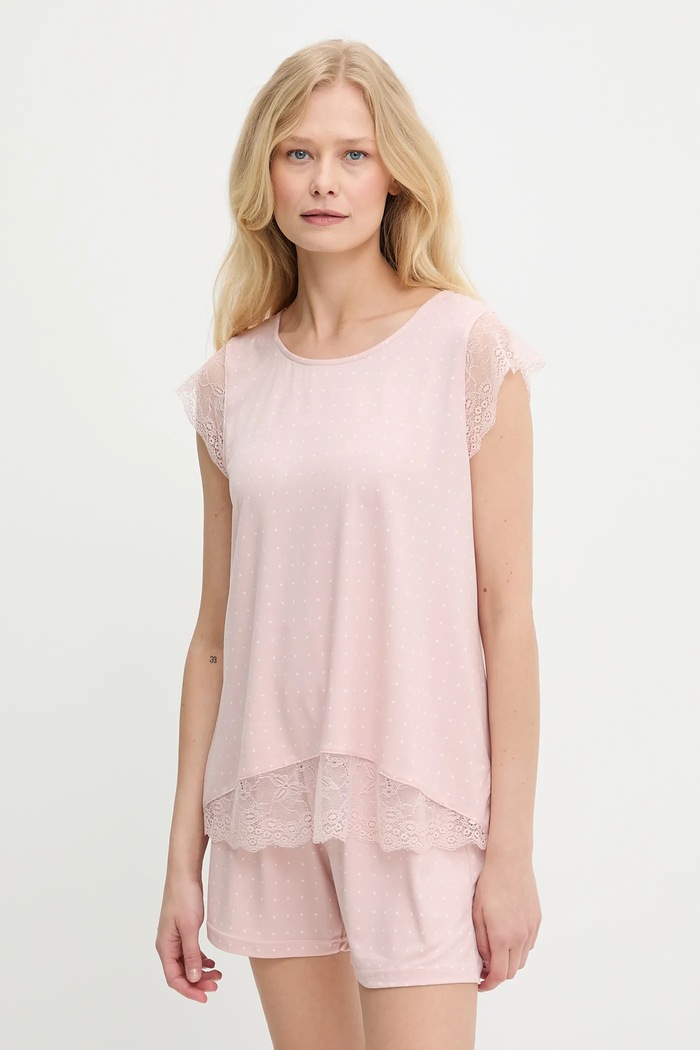 Answear Lab pijama cu modele roz PJ257037.ios