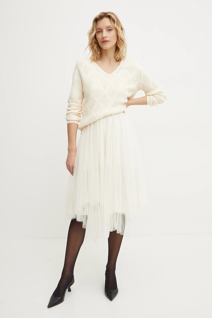Answear.LAB Answear Lab rochie și pulover bej yq.720.fos