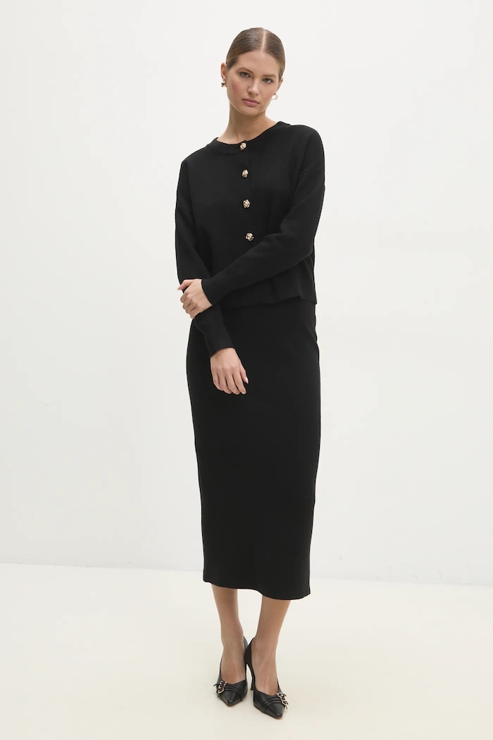 Answear Lab compleu tricotaj negru ch1801.ch1794.fos