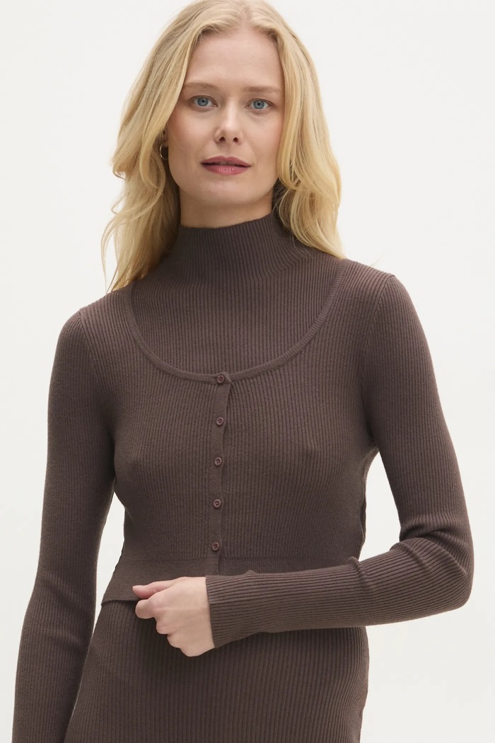 Answear Lab rochie și cardigan Answear.LAB maro MG58857AB.HWK
