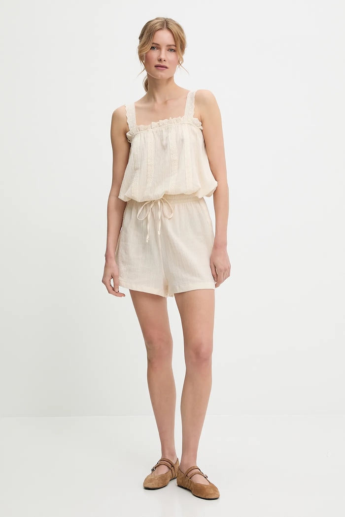Answear Lab bluză și pantaloni scurți din bumbac N24173.tos bej WW25
