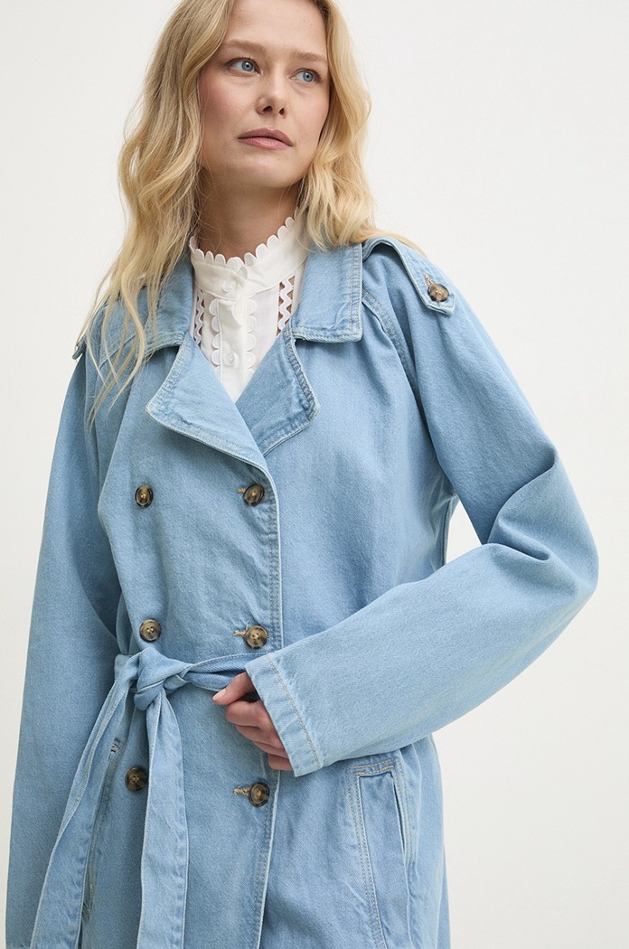 Rifľový kabát Answear.LAB modrá LJK.BRIELLADENIM.ums