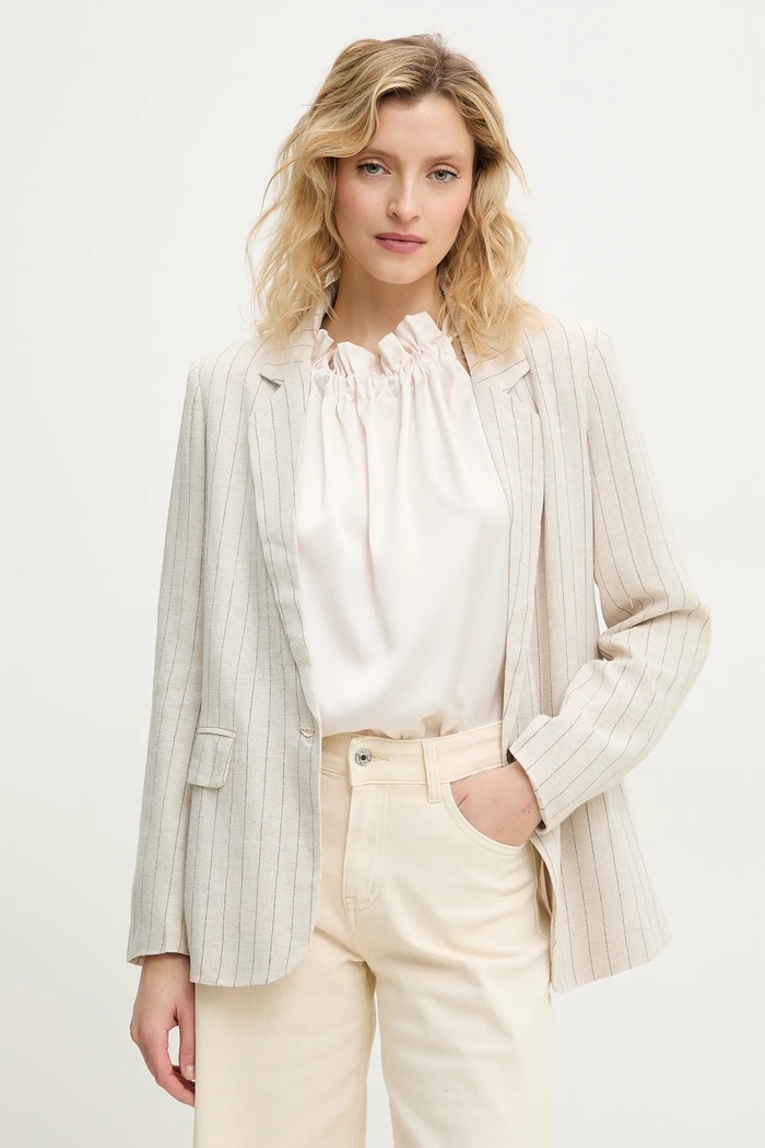 Answear.LAB blazer in lino tessuto beige MR22045.hms