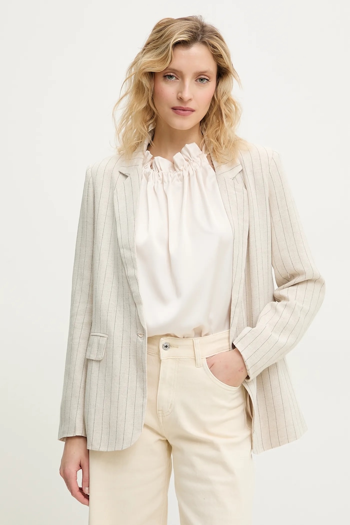 Answear.LAB blazer in lino tessuto beige MR22045.hms