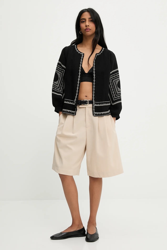 Answear.LAB Answear Lab sacou din bumbac G28.4907.tos negru WW25