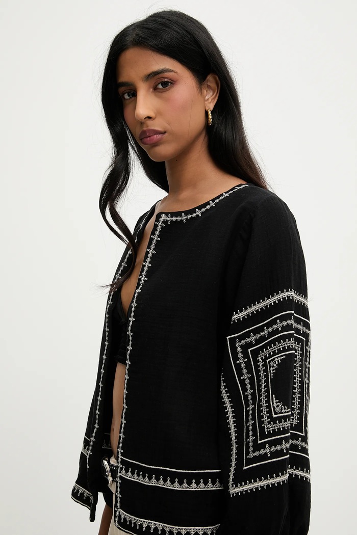 Answear Lab sacou din bumbac Answear.LAB G28.4907.tos negru