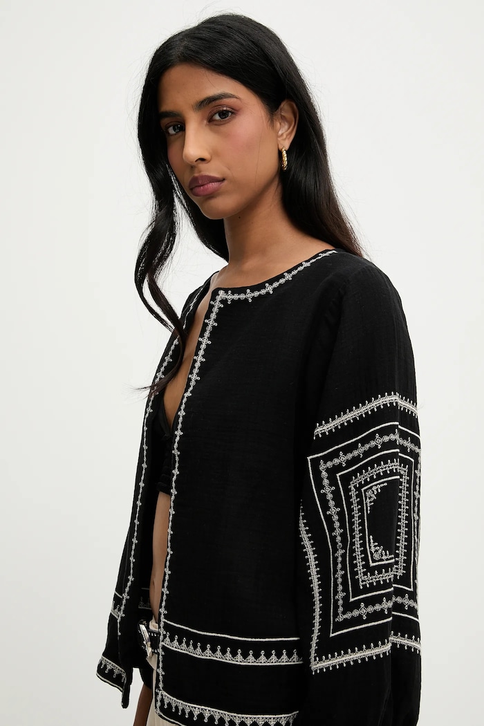 Answear Lab sacou din bumbac Answear.LAB G28.4907.tos negru