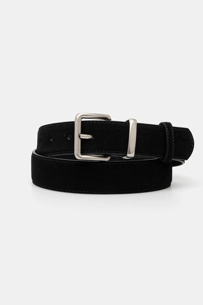 Answear Lab curea de piele piele întoarsă negru 1386.cjk