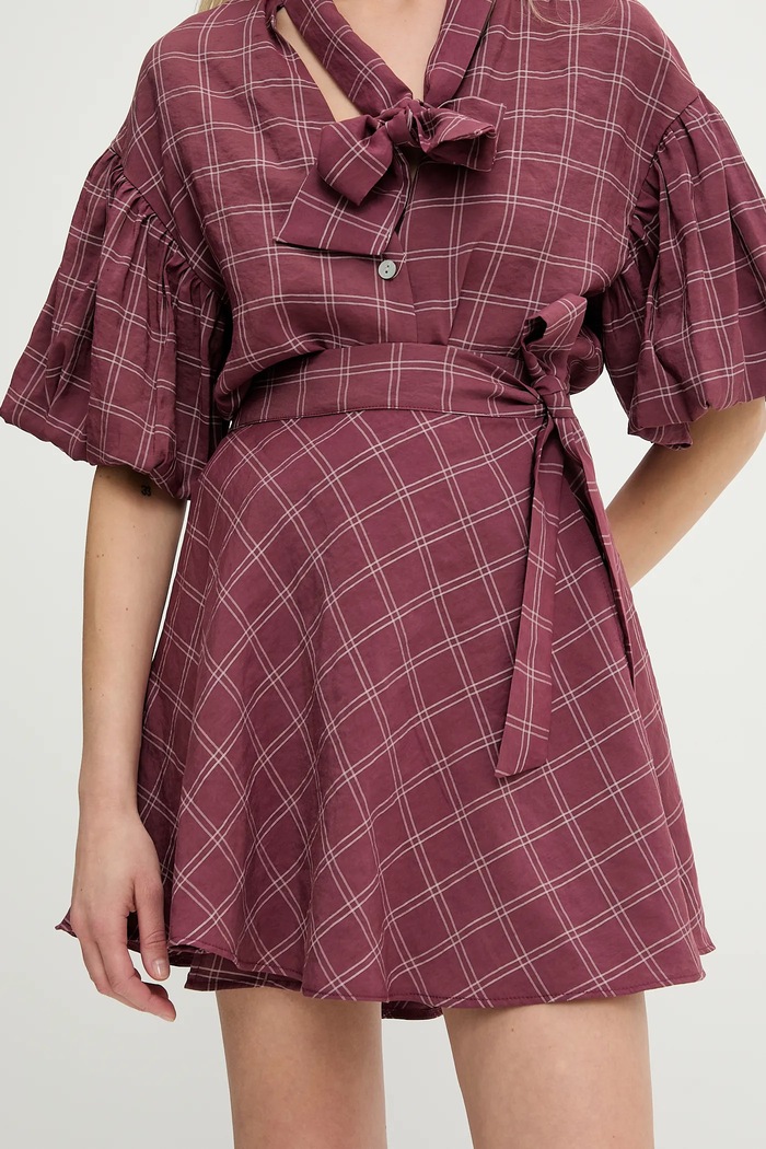 Answear Lab fustă carouri burgundia 93217.iak