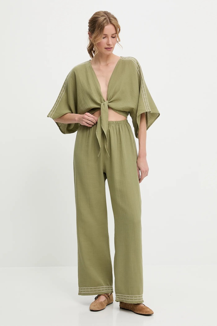 Βαμβακερό παντελόνι Answear.LAB P28.3506.tos πράσινο WW25