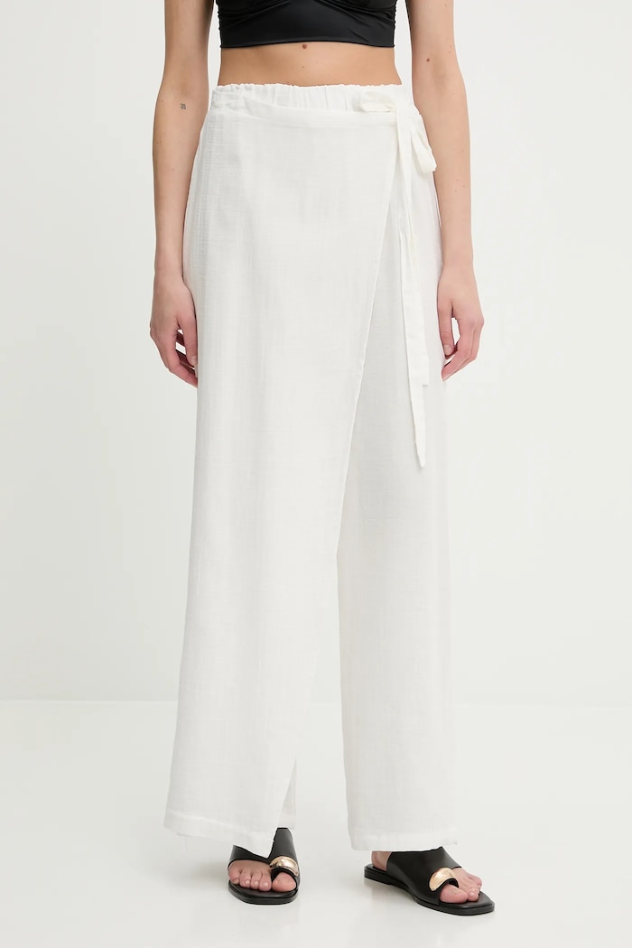 Answear Lab pantaloni de bumbac drept alb P28.3498.tos