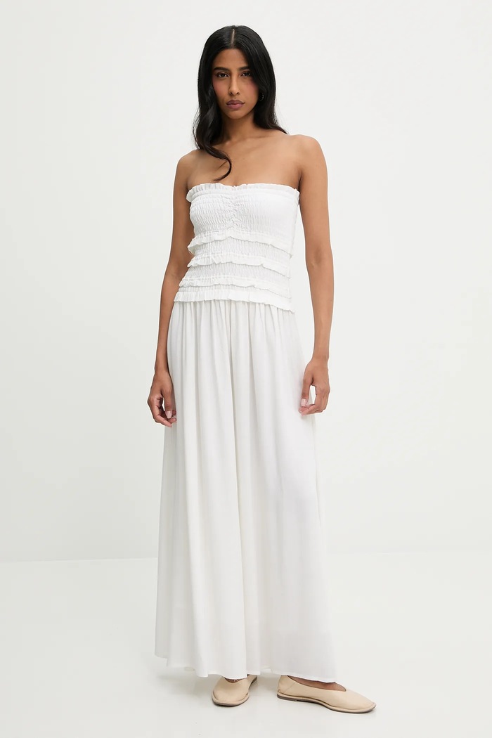 Answear Lab rochie din in maxi bej 91220.tos