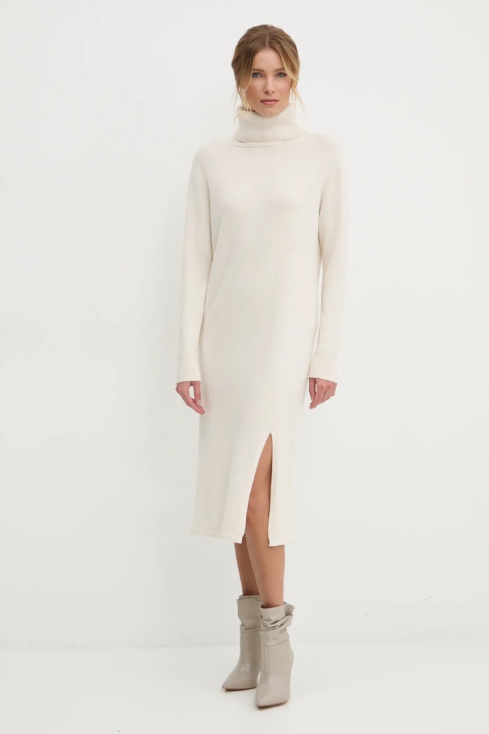 Answear Lab rochie midi bej AC19267.hos